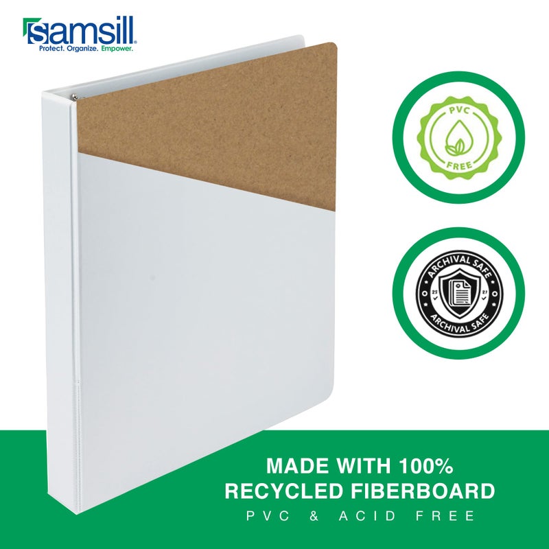Samsill 0.5 Inch 3 Ring Binder, Made in USA, Economy Round Ring, Clear View Cover, 100 Sheet Capacity - for School, Home, Office - White, 6 Pack - Image 4